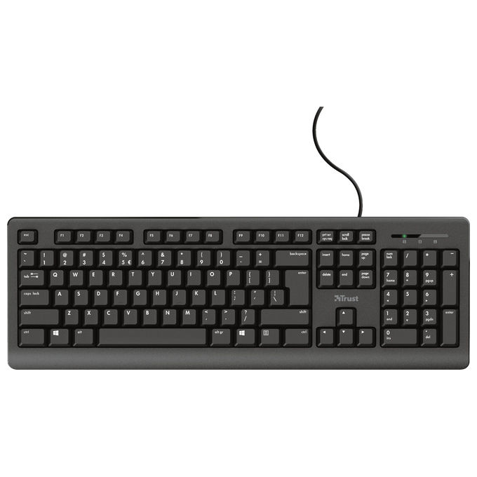 Trust 23983 TK-150 Tastiera USB QWERTZ Tedesco Full-size Membrana Resistente agli spruzzi colore Nero