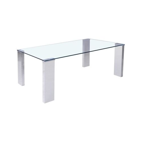 Tavolino Adeline con Piano In Vetro Trasparente Temperato e Gambe in Metallo Cromato 110x60cm/H41cm