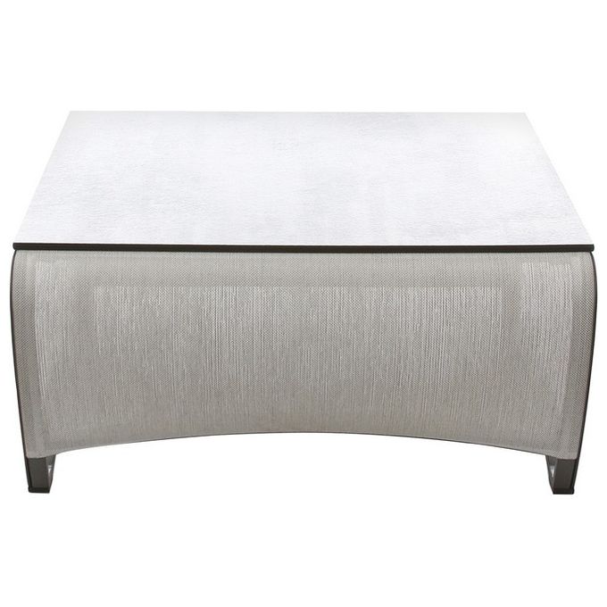 Tavolino Cm 70X70X35 Alluminio E Hpl Cemento Bianco E Legno