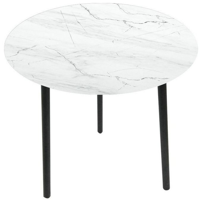 Tavolino Greta con Piano in Vetro Bianco e Gambe in Metallo Nero 40x40cm/H40cm