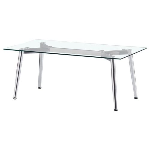 Tavolino Rettangolare Austin con Piano in Vetro Trasparente Temperato e Gambe in Metallo Cromato 110x60cm/H45cm