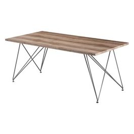 Tavolo Fisso Joly con Piano in Mdf Naturale e Gambe in Metallo Grigio Scuro 180x90cm/H75cm