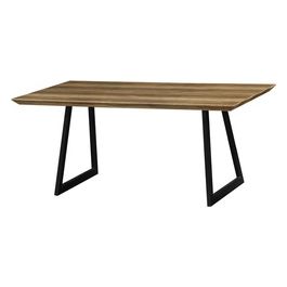 Tavolo Fisso Melvin con Piano in Mdf Naturale Scuro e Gambe in Metallo Nero 180x90cm/H76cm