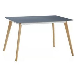 Tavolo Fisso Rettangolare Helma con Piano in Mdf Grigio e Gambe in Legno Naturale 120x80cm/H75cm