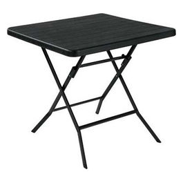 Tavolo pieghevole Metalwood giardino 78x78x74 cm acciaio e HDPE effetto legno GDLC