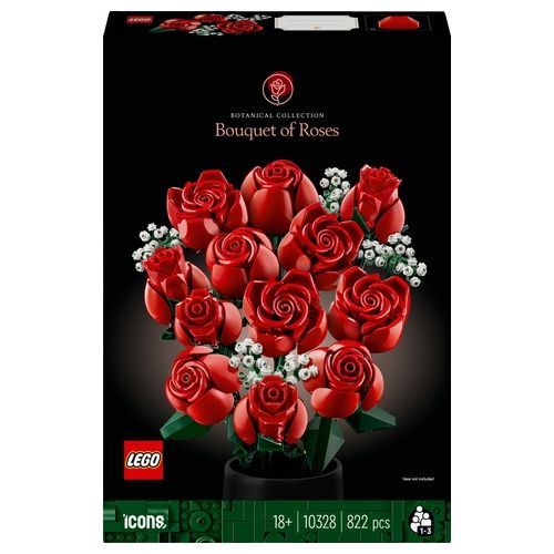 LEGO Icons 10328 Bouquet di Rose, Set Fiori Finti per Adulti, Decorazione Casa, Idea Regalo per Lei o Lui, Collezione Botanica