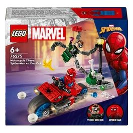 LEGO Marvel 76275 Inseguimento Sulla Moto: Spider-Man vs. Doc Ock, Motocicletta Giocattolo Spara Ragnatele per Bambini 6+ Anni