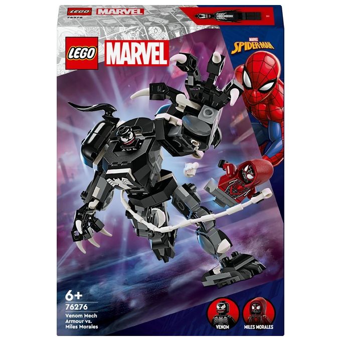 LEGO Marvel 76276 Mech di Venom vs. Miles Morales, Giocattolo Action Figure per Bambini 6+ Anni con Minifigure di Spider-Man