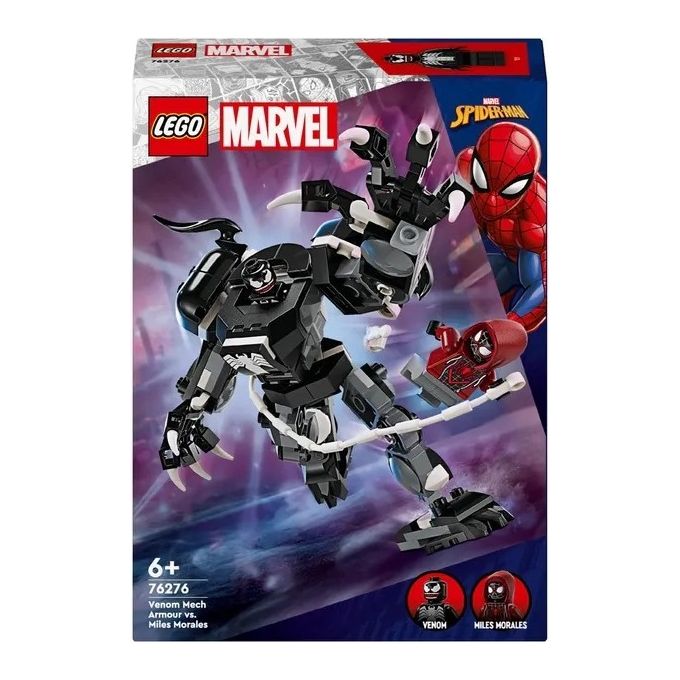 LEGO Marvel 76276 Mech di Venom vs. Miles Morales, Giocattolo Action Figure per Bambini 6+ Anni con Minifigure di Spider-Man