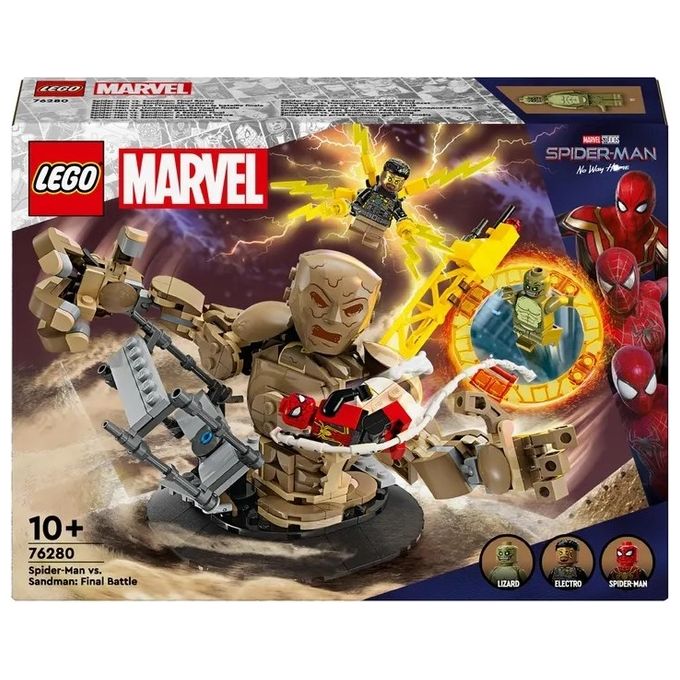 LEGO Marvel 76280 Spider-Man vs. Uomo Sabbia: Battaglia Finale con Minifigure dei Cattivi, Gioco per Bambini 10+, Idea Regalo
