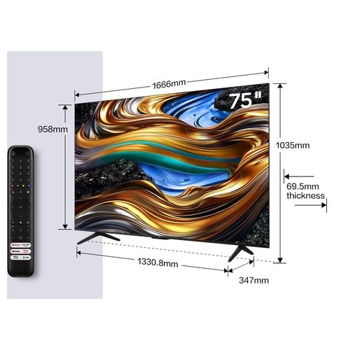TCL 75P79B Smart TV 75 Pollici 4K Ultra HD Display LED Sistema Google TV DVBT2/C/S2 Classe F Dolby - Atmos colore Titanio