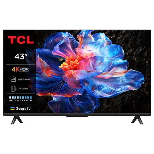 La <b>Smart TV 4K</b> <b>43P69K</b> da <b>43 pollici</b> (109,2 cm) offre risoluzione <b>Ultra HD</b>, sistema <b>Google TV</b>, <b>Dolby Audio</b> e processore <b>AiPQ</b> per unesperienza immersiva.