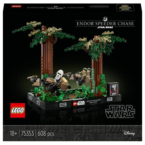 LEGO Star Wars 75353 Diorama Inseguimento con lo Speeder su Endor con Luke Skywalker e Principessa Leia, Il Ritorno dello Jedi