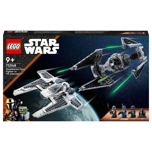 LEGO Star Wars 75348 Fang Fighter Mandaloriano vs TIE Interceptor, Modellini da Costruire con 3 Minifigure, Droide e Darksaber