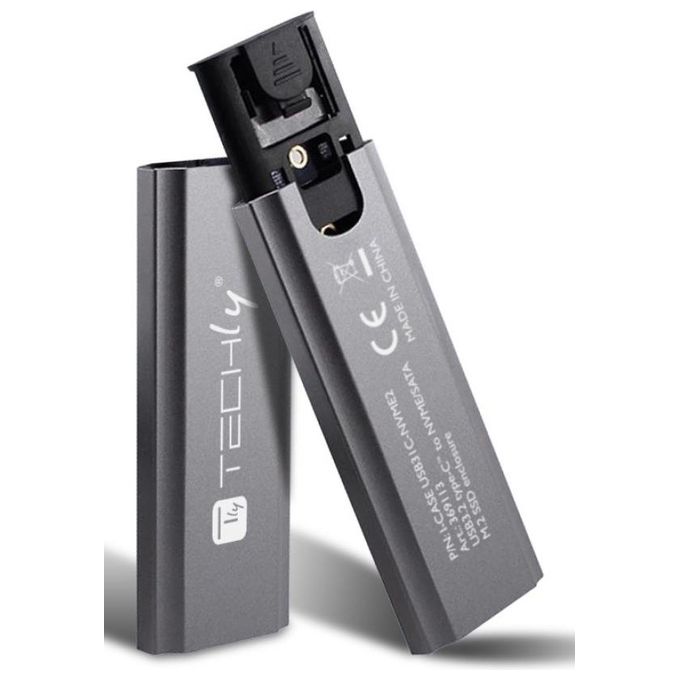 Techly Box Esterno USB-C USB 3.2 Gen2 NVMe-SATA M.2 SSD Grigio