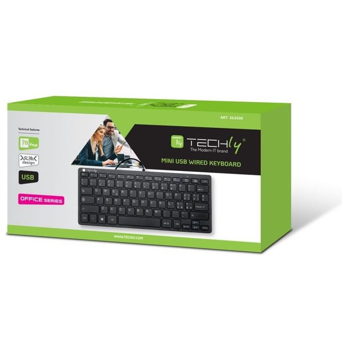 Techly KB-122UBK Mini Tastiera USB Universale Silenziosa