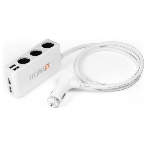 Technaxx caricatore per auto TE11 con 4 porte USB e 3 entrate accendisigari per ricaricare qualsiasi dispositivo elettronico alimentato tramite USB o tramite prese accendisigari