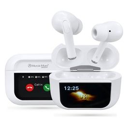 MusicMan Auricolari ANC Wireless Bluetooth 5.3 Bt-x72 Bianco Display Touch
