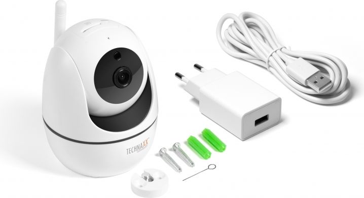 Technaxx Telecamera Full HD di sicurezza senza fili ruotabile per interni Funzione di allarme con rilevamento del movimento IR LED Visione notturna Microfono integrato TX-146