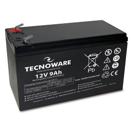 Tecnoware, Batteria 12V 9Ah Faston 6.3mm, Long Life