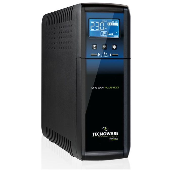 Tecnoware FGCEXAPL2102IEC Exa Plus Gruppo di Continuita' UPS 2100 VA 1470 W Line Interactive Sinusoidale AVR LCD 8 Prese IEC