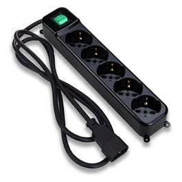 Multipresa 5 Posti Schuko/Italia Bipasso Nero