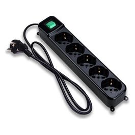 Multipresa Filtrata Power Cleaner 5 Schuko Interruttore Luminoso Child Protection Nero