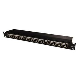 Tecnoware Patch Panel per Rack 19 Pannello 24 Porte Cat 6 Ftp, 1 Unit Con Asole Fissaggio Cavi, Colore Nero