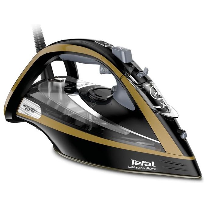 Tefal FV 9865 Ultimate Pure Ferro da Stiro a Vapore Piastra Durilium Autoclean 3000W Nero-Oro