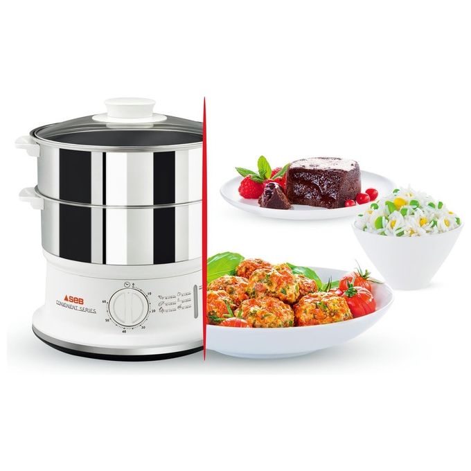 Tefal VC1451 Convenient Series Inox Vaporiera Timer con Spegnimento Automatico Livello di Acqua Visibile 6 Litri