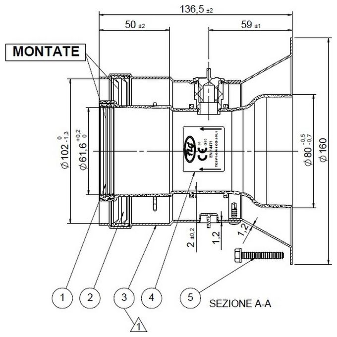 Tekfumi Partenza Verticale 60/100 Compatibile Junker Pp