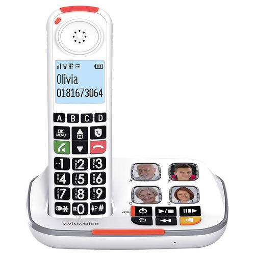 ATL1423983 Xtra 2355 Telefono Cordless DECT per Anziani Tasti Grandi Segreteria 30 min Audio Boost 40 dB Suoneria 90 dB Blocco Chiamate colore Bianco