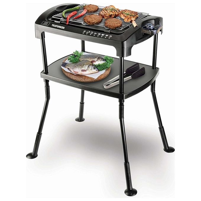 Telefunken M06474 Barbecue Elettrico 2000W con Gambe e Ripiano
