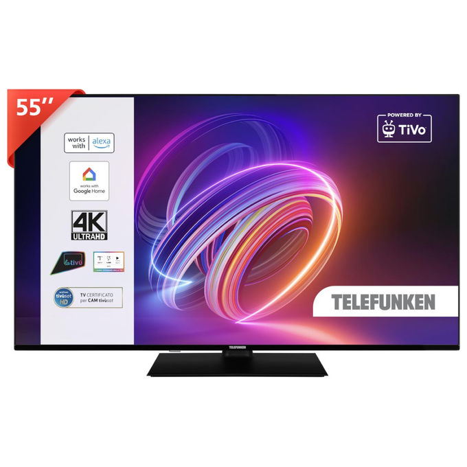 TELEFUNKEN Smart TV 55'' 4K Ultra HD LED TE55750B46I2PZ con Alexa e Google Assistant