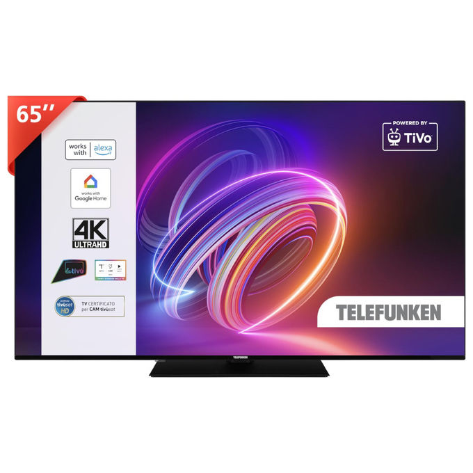 TELEFUNKEN Smart TV 65 Pollici Ultra HD TE65750B46I2P Alexa Google Assistant