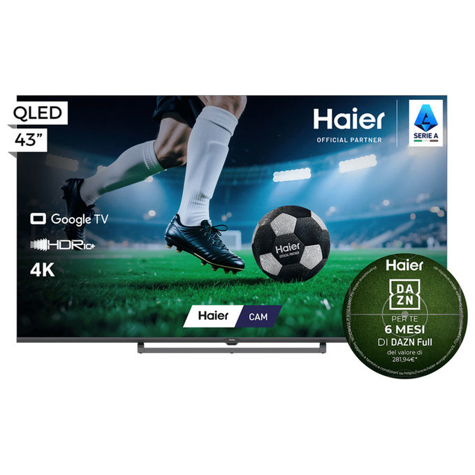 Haier 36200166 H43S80GUX Televisore QLED 4K Ultra HD 109,2 cm (43'') Google TV HDR10 Wi-Fi colore Nero