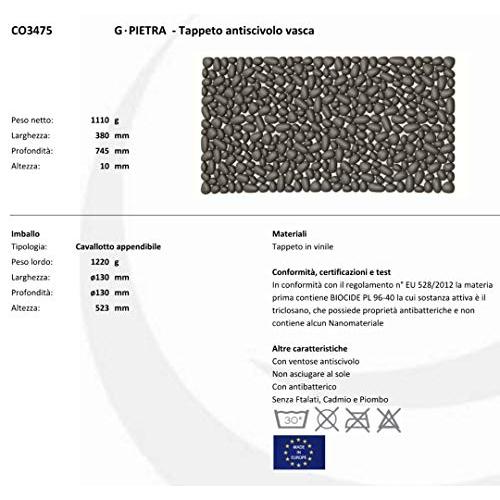 Gedy Tappeto Antiscivolo G-Pietra Grigio Pvc 74,5x38x1 Cm