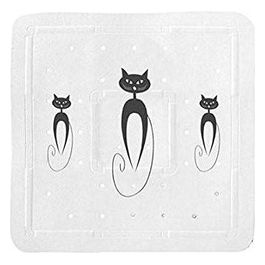 Tappeto Antiscivolo Antiscivolo Miao Bianco/Nero Pvc 55x55x0,5 Cm