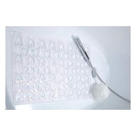 Tappeto Antiscivolo G-Cuore Silver/Alluminio/Incolore/Trasparente Pvc 71,5x35,5x0,6 Cm