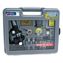Microscopio Giocattolo Plastiart in Metallo con Valigetta e 68 Accessori