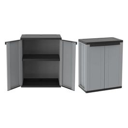Armadietto Basso Doppia anta x 37,5 x h. 85 cm Resina Termoplastica alta Resistenza Grigio Chiaro/scuro j line