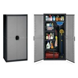 Armadio alto Jumbo Doppia anta con Portascope 87,9 x 53,7 x H.180 cm Resina Termoplastica alta Resistenza Grigio/nero q Black
