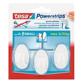 Confezione 3 Ganci Appenditutto Ovali  Bianchi Powerstrips Small