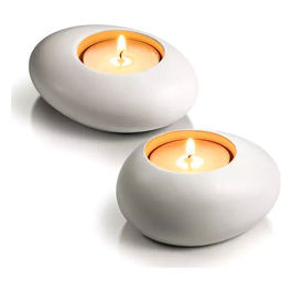 Supporto Tealight Stone Bianco 2 Pezzi Fancy