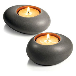 Supporto Tealight Stone Grigio 2 Pezzi Fancy