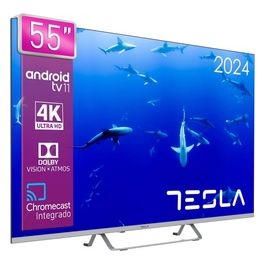 Smart TV 55 Android TV 11 Certificata 4K UHD Netflix YouTube Integrati Bluetooth HDR 2X10W Audio Connessione Wi-Fi