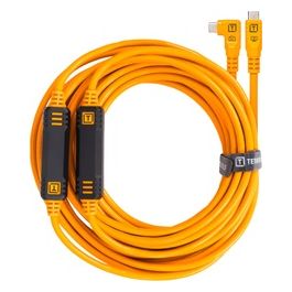 TetherPro Cavo da USB-C a USB-C 9.4mt ad Angolo Retto con Doppio TetherBoost in Linea Arancione