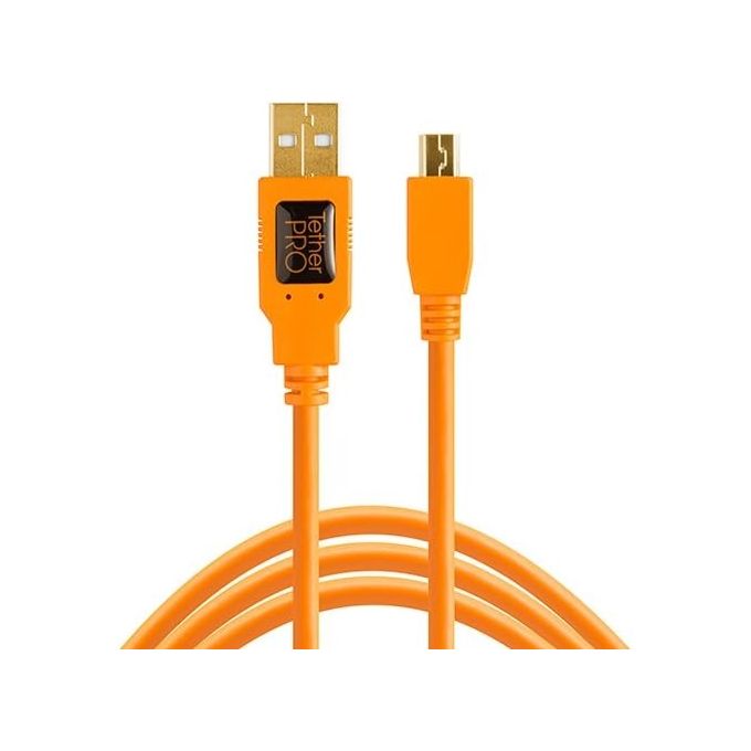 Tether TetherPro USB 2.0 A-MiniB 5 Pin 4,6mt Cavo Arancione per Fotocamere e Accessori di Collegamento