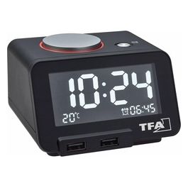 Tfa-Dostmann Homtime Sveglia Digitale con Funzione di Ricarica Usb Nero