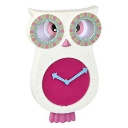 TFA Dostmann Orologio da Parete per Bambini Lucy Gufo Bianco/Rosa